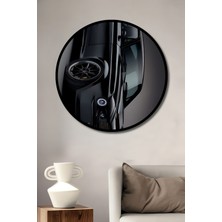 Teona Ahşap Çerçeve Görünümlü Klasik Siyah Spor Araba Ahşap Mdf Dekoratif Ev Duvar Tablo Yuvarlak Ev Duvar Tablo