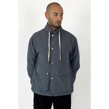 Alışveriş Sokağı Cepli Gri Mevsimlik Rüzgar Geçirmez Ince Mont