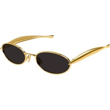 Bottega Veneta Unisex 1386S 001 57-21 Güneş Gözlüğü Altın Renk Oval Çerçeve UV 400 Filtre