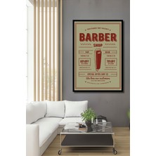 Teona Ahşap Çerçeve Görünümlü Berber Dükkanı Retro Ahşap Mdf Dekoratif Ev Duvar Tablo Dikdörtgen Ev Duvar Tablo