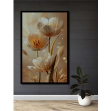 Teona Ahşap Çerçeve Görünümlü Büyülü Lale Çiçekleri Ahşap Mdf Dekoratif Ev Duvar Tablo Dikdörtgen Ev Duvar Tablo
