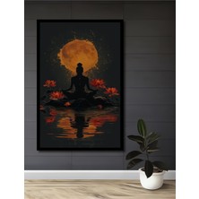 Teona Ahşap Çerçeve Görünümlü Meditasyon Ayışığında Dekoratif Ahşap Mdf Ev Duvar Tablo Dikdörtgen Ev Duvar Tablo