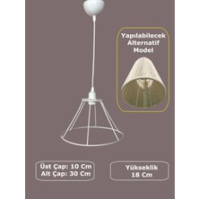 Conana Konik Avize Teli , Iskeleti (Uzun Boy 30X18 Cm) Beyaz Statik Boyalı (Duy Takımı Dahil)