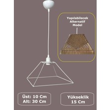 Conana Kare Avize Teli , Iskeleti (30X15 Cm) Beyaz Statik Boyalı (Duy Takımı Dahil)