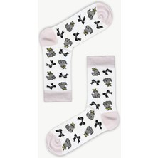Carnaval Socks Çoklu Kedi Desenli Beyaz Unisex Soket Çorap