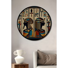 Teona Ahşap Çerçeve Görünümlü Antik Mısır Firavunları Dekoratif Ahşap Mdf Ev Duvar Tablo Yuvarlak Ev Duvar Tablo