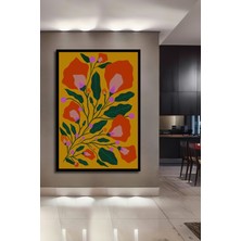 Teona Ahşap Çerçeve Görünümlü Canlı Çiçek Motifleri Dekoratif Ahşap Mdf Ev Duvar Tablo Dikdörtgen Ev Duvar Tablo