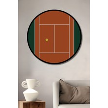 Teona Ahşap Çerçeve Görünümlü Paris 1925 Tenis Kortu Ahşap Mdf Dekoratif Ev Duvar Tablo Yuvarlak Ev Duvar Tablo
