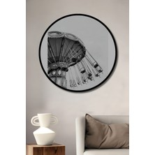 Teona Ahşap Çerçeve Görünümlü Dönme Dolap Rüzgarında Ahşap Mdf Dekoratif Ev Duvar Tablo Yuvarlak Ev Duvar Tablo