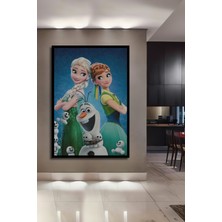 Teona Ahşap Çerçeve Görünümlü Frozen Elsa Anna Olaf Dekoratif Ahşap Mdf Ev Duvar Tablo Dikdörtgen Ev Duvar Tablo