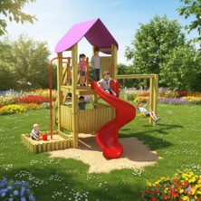 Soylu Grup Kent Ve Bahçe Mobilyaları Bir Kuleli, Itfayeci Borusu & Salıncaklı Ahşap Çocuk Parkı