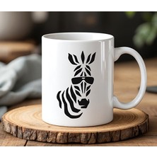 Siyah At Tasarımlı Beyaz Seramik Baskılı Kupa Bardak