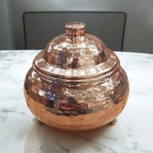 Bakır Center Bakır Şekerlik 12*9 cm Bakır Kase Bakır Lokumluk Bakır Çikolatalık Çekiç Dövmeli El Yapımı