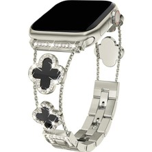 Dexmon Apple Watch 11 10 9 8 7 6 Ultra Se Uyumlu 42 44 45 46 49MM Lüks Taşlı Çiçekli Metal Kordon – Şık Zarif Kadın Saat Kayışı