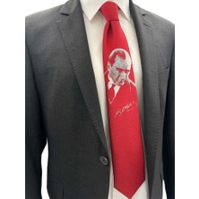 Brianze Kırmızı M.kemal Atatürk Dokuma Kravat