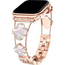 Dexmon Apple Watch 11 10 42MM 9 8 7 6 Se Uyumlu 38 40 41MM Lüks Taşlı Çiçekli Metal Kordon – Şık Zarif Kadın Saat Kayışı