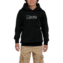 Zepplin Giyim Misfits Logo Siyah Çocuk Kapşonlu Sweatshirt