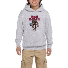 Zepplin Giyim Iron Maiden Monster Guitarist Gri Çocuk Kapşonlu Sweatshirt