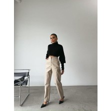 Mareandpanda DERİ PANTOLON DİZ PARÇALI - Taş