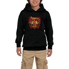 Zepplin Giyim Sabaton Coat Of Arms Siyah Çocuk Kapşonlu Sweatshirt