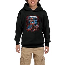 Zepplin Giyim Metallica Lightning Skull Siyah Çocuk Kapşonlu Sweatshirt