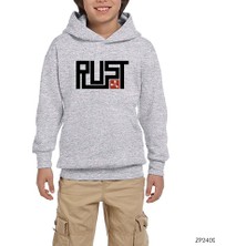 Zepplin Giyim Rust Logo 2 Gri Çocuk Kapşonlu Sweatshirt