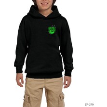 Zepplin Giyim Green Day Green Hearth Siyah Çocuk Kapşonlu Sweatshirt
