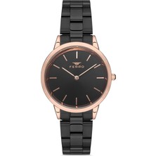 Ferro F21124A-R Quartz Çelik Siyah 35 mm Kadın Kol Saati