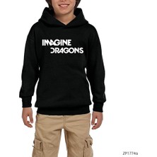 Zepplin Giyim Imagine Dragons Logo Siyah Çocuk Kapşonlu Sweatshirt