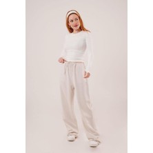 Mareandpanda Cepli Bağlama Detaylı Keten Ekru Pantolon
