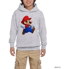 Zepplin Giyim Super Mario Gri Çocuk Kapşonlu Sweatshirt