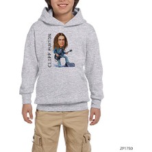 Zepplin Giyim Cliff Burton Cartoon Gri Çocuk Kapşonlu Sweatshirt