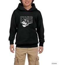 Zepplin Giyim Elvis Presley Guitar Siyah Çocuk Kapşonlu Sweatshirt