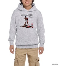 Zepplin Giyim Muhammed Ali Knockout Gri Çocuk Kapşonlu Sweatshirt