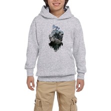 Zepplin Giyim God Of War Ragnarok Atreus Kratos Siluet Gri Çocuk Kapşonlu Sweatshirt