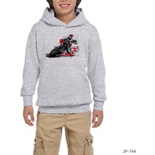 Zepplin Giyim Motorcycle Motocross Speedway Gri Çocuk Kapşonlu Sweatshirt