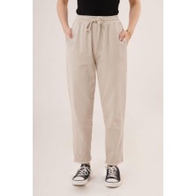 Mareandpanda Cepli Belden Bağlamalı Paça Detaylı Krem Pantolon