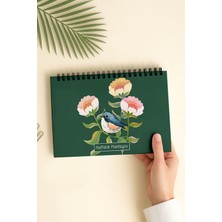 Eldesen Tasarım Yeşil Kuşlu A5 Haftalık Planlayıcı Defter 1 Yıllık Esnek İnce Karton Kapaklı