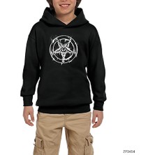 Zepplin Giyim Pentagram Splash Siyah Çocuk Kapşonlu Sweatshirt