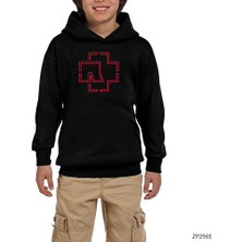 Zepplin Giyim Rammstein Outline Siyah Çocuk Kapşonlu Sweatshirt