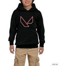 Zepplin Giyim Val. Outlined Siyah Çocuk Kapşonlu Sweatshirt
