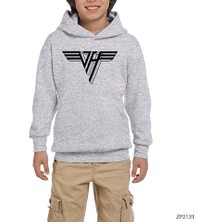 Zepplin Giyim Van Halen 3D Logo Gri Çocuk Kapşonlu Sweatshirt