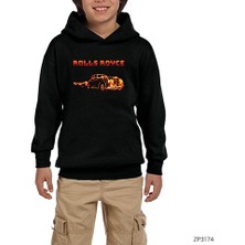 Zepplin Giyim Rolls Royce In Fire Siyah Çocuk Kapşonlu Sweatshirt