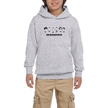 Zepplin Giyim Rammstein Drawing 2 Gri Çocuk Kapşonlu Sweatshirt