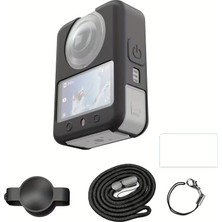 Teknoroket Dji Osmo 360 Silikon Kılıf + Lens Cap  + Kayış + Temperli Cam Ekran Koruyucu Seti