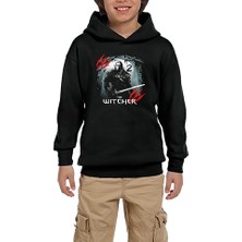Zepplin Giyim The Witcher Season 2 Geralt Moon Siyah Çocuk Kapşonlu Sweatshirt