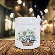 Sartre Art  Çiçek Sepeti Baskılı Seramik Kokusuz Küllük