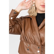 MissVina Chromeedge Asymmetric Leather Blouse – 7759