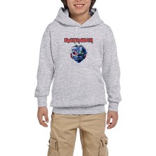 Zepplin Giyim Iron Maiden Bionic Gri Çocuk Kapşonlu Sweatshirt