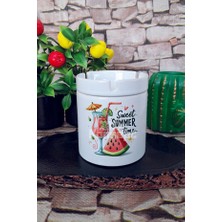 Sartre Art Sweet Summer Time Yaz Temalı Baskılı Seramik Kapaklı Kokusuz Küllük